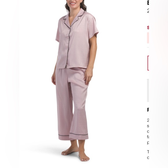 BCBGMAXAZRIA Shimmering Pink Satin Pajama Set Women’s Size Large - Picture 2 of 9